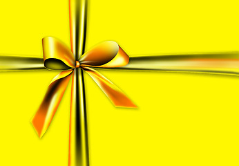 Image showing Gold ribbon on a yellow background