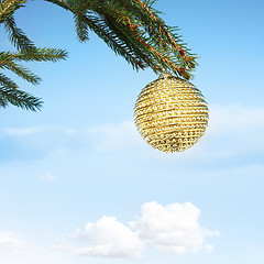 Image showing bauble haning on christmas tree