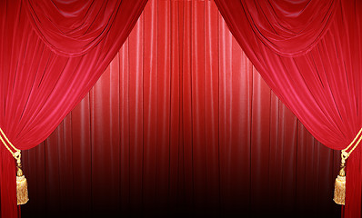 Image showing Closed curtain of a theater 