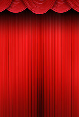 Image showing Theater curtains of red cloth 