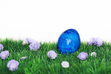 Image showing Blue painted Easter egg 