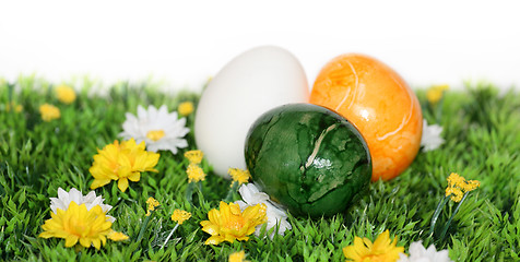 Image showing Easter decoration with colored eggs 