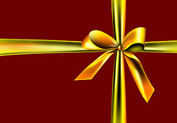 Image showing Golden ribbon on a red background