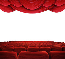 Image showing Movie theater with red curtains 