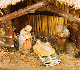 Image showing Nativity Scene with Money