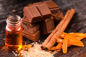 Image showing chocolate with orange and cinnamon