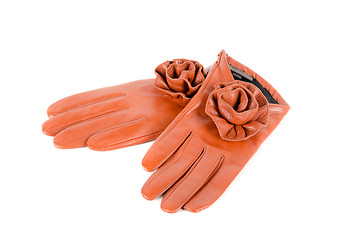 Image showing Red female leather gloves