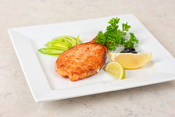 Image showing Grilled salmon steak