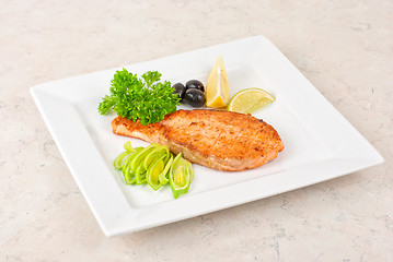 Image showing Grilled salmon steak