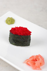 Image showing Red tobiko sushi