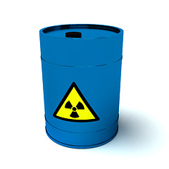 Image showing 3d blue barrel radioactive waste