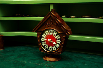 Image showing Old wooden alarm clock