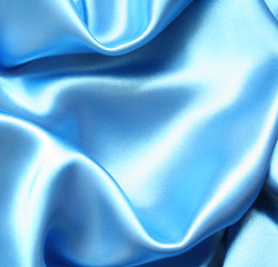 Image showing Smooth elegant blue silk as background