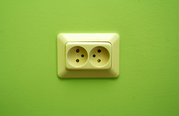 Image showing White electric socket on the wall