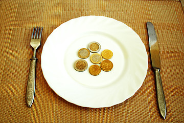 Image showing European currency on the white plate