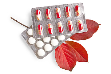 Image showing Medications with red leaves