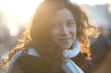 Image showing Beautiful girl in evening sunlight