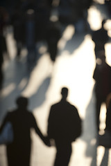 Image showing Crowd in sunlight with couple