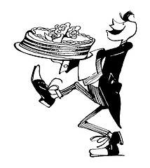 Image showing waiter serving big cake