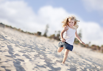 Image showing Adorable Little Girl Having Fun at the Beach