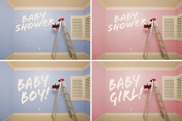 Image showing Maternity Series of Pink And Blue Empty Rooms