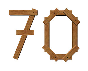 Image showing wooden number seventy