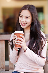 Image showing Woman drinking coffee