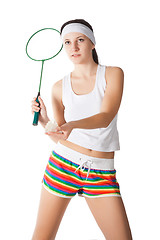 Image showing woman with badminton racket