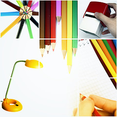 Image showing Colorful office collage.