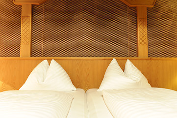 Image showing Double bed in hotel room