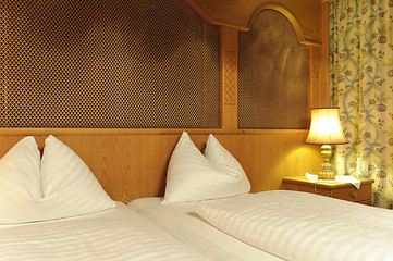 Image showing Double bed in hotel room