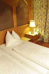 Image showing Double bed in hotel room