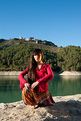 Image showing Early morning yoga