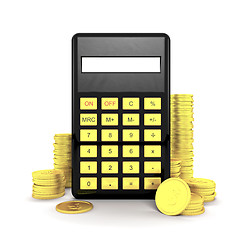 Image showing Calculator and coins