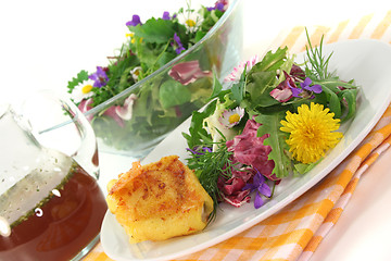 Image showing Wild herb salad with goat cheese