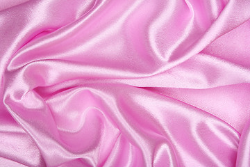 Image showing Smooth elegant pink silk as background 