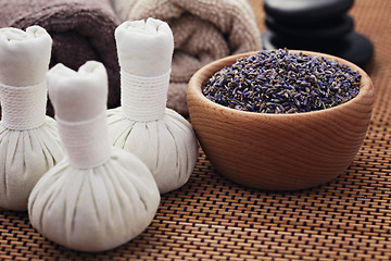 Image showing lavender massage stamps