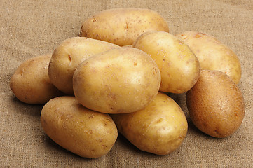 Image showing Potatoes on a sacking