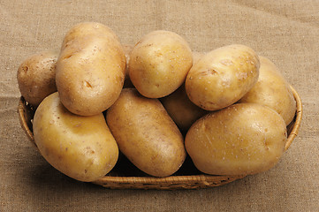 Image showing Potatoes on a sacking