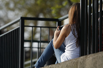 Image showing Female with Mobile