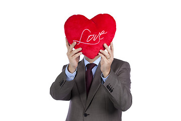 Image showing Businessman with love heart face