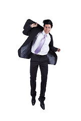 Image showing Happy businessman jumping