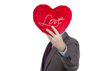 Image showing Businessman with love heart face