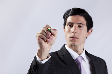 Image showing Businessman writing on the whiteboard