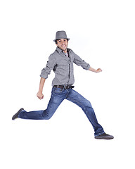 Image showing Happy young man jump