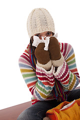 Image showing woman with flu symptoms