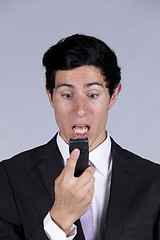 Image showing Businessman talking on the cellular