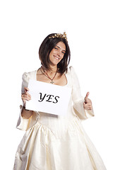 Image showing Bride saying YES to marriage