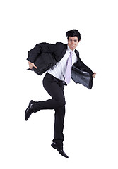 Image showing Happy businessman jumping