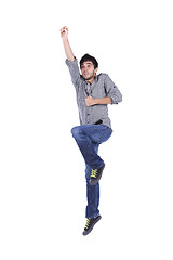 Image showing Happy young man jump